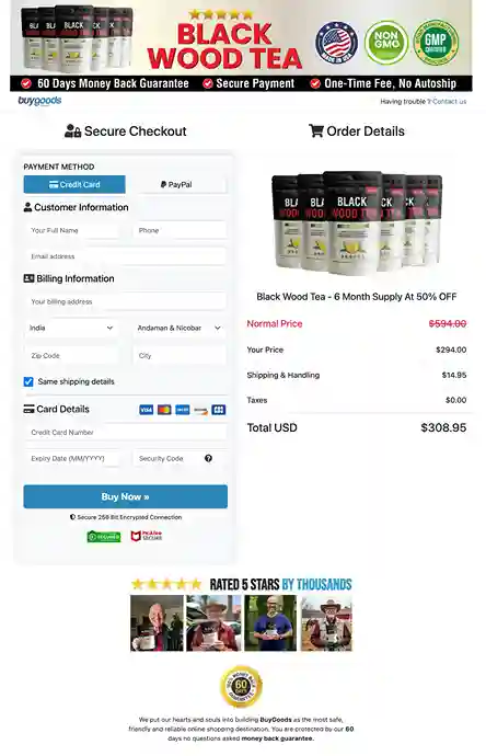Black Wood Tea Order Page